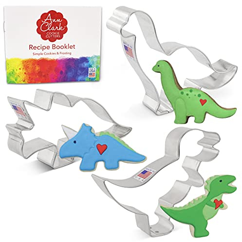 Ann Clark Cookie Cutters Dinosaur Cookie Cutters 3-Pc. Set Made in USA, T-Rex, Brontosaurus, Triceratops