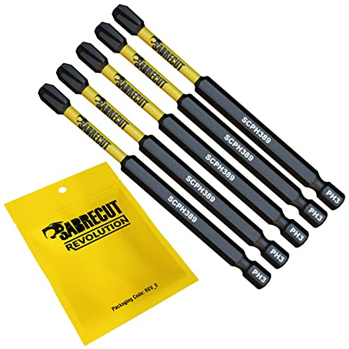 SabreCut 5pcs SCPH389_5 89mm PH3 Impact Screwdriver Bits Heavy Duty | Forged precision tips and heat-treated torsion steel improve impact resistance, durability and reduce breakage