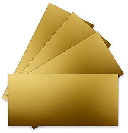 100 Einzel-Karten DIN Lang - 10,5 x 21 cm - 250 g/m² - Gold Metallic - Ton-Papier Qualität, Bastel-Karten - Bastelkarton - blanko Karte
