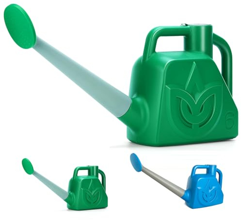XXXFLOWER Gießkanne für den Außenbereich, leicht, Deluxe, Kunststoff, 6 l, Kunstharz, Wasserkannen mit abnehmbarem Sprinklerkopf, grüner Gießtopf für Büro, Haus, Innenbereich, Garten