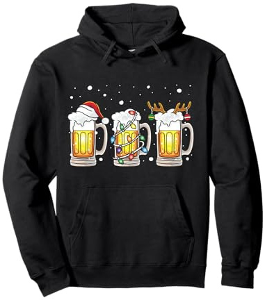 Chopes à bière Père Noël, Elfe, Renne, Arbre de Noël Sweat à Capuche