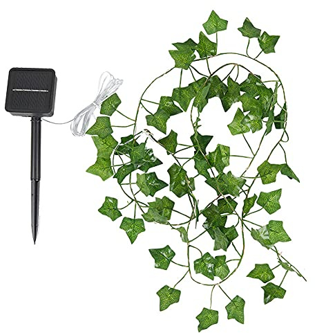 Toifucos Solar Ivy String Lights, 5M 50LEDs Artificial Maple Leaf String Lights Vine Hanging Garland Fairy Lights Ivy Vine String Light for Indoor Party Wedding Christmas Decor (Warm White)