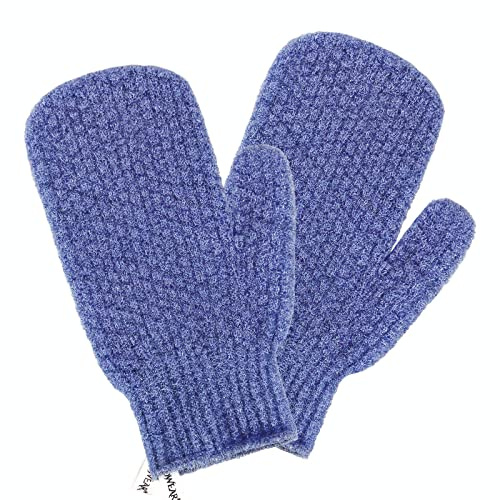 Evridwear Shower Exfoliating Mitts, Deep Cleanse Bathing Scrub Gloves Self Tan Scrubber Mitten Dead Skin Remover for Men and Women,1 Pair Heavy