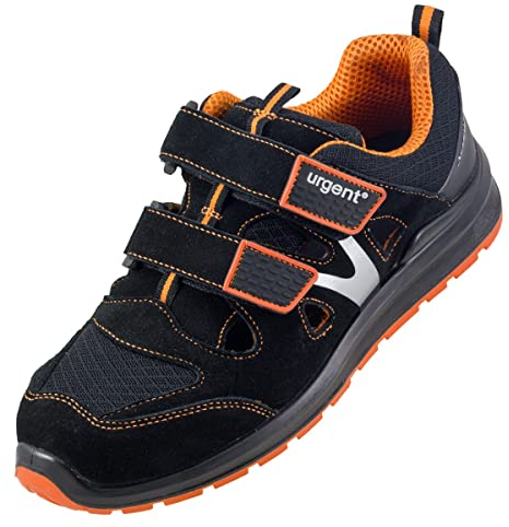 Arbeitssandale Arbeitsschuhe Sicherheitssandale Urgent 309 S1 Sicherheitsschuhe Sommersandale Herrenschuhe (Numeric_44), Schwarz Orange