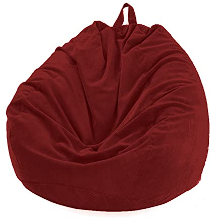 LDIW Fodera per Poltrona a Sacco (Senza riempitivo), Puff Copri Bean Bag in Velluto a Coste Morbido Lavabile Premium Pouf Cover Copertura Sedia a Sacco,Rosso,70 * 80cm