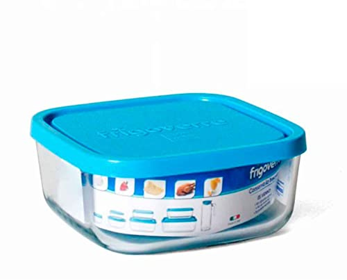 AC - Fiambrera Cuadrado de Cristal Recipientes para Alimentos de Plástico con Tapa Plástica, Fiambrera Apilable Hermético Recipientes. Apta para Lavavajillas y Microondas. Capacidad 100 CL.