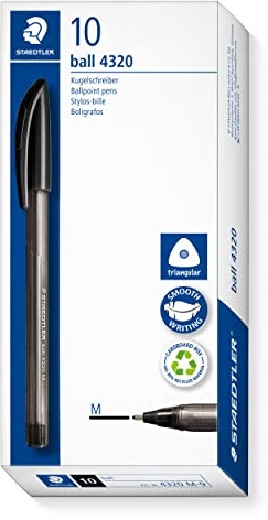 STAEDTLER 4320 M-9 Stick Rainbow Ballpoint Pen - Black (Box of 10)