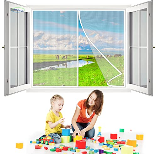 Teleskop Fenstervorhang, 225x210 cm Insektenschutz, Fliegengitter, Lamellenvorhang, Fenstervorhang mit Teleskop Lamellen- Weiß H