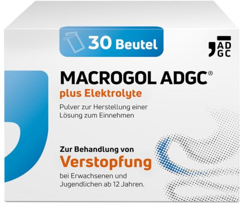Macrogol ADGC plus Elektrolyte - 30 Beutel - Abführmittel gegen Verstopfungen - wirksam und gut verträglich – für Erwachsene und Jugendliche ab 12 Jahren - kein Gewöhnungseffekt – Zitronen Geschmack