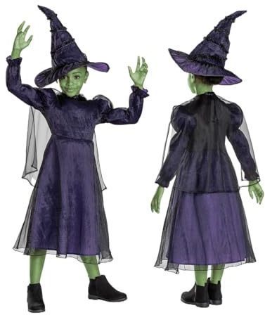Wicked Elphaba barnkostym, officiellt licensierad av Disguise, bekväm passform och detaljerad design, storlek XS 3T till 4T