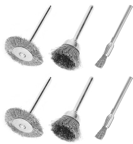 6Pack 3mm Steel Cleaning Cup Brushes, Rotary Wire Brushs, Steel Coated Copper Wire Wheel Brush, Wheel Cup Brush Drill Bit, Brush Kit for Rust Removal, Stripping, Abrasive