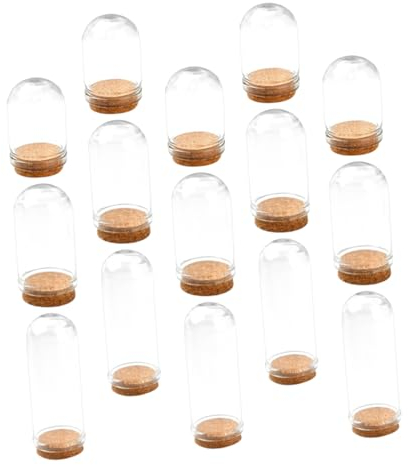 TOPPERFUN 15pcs Mini Glass Dome Display Cloche with Base for Dried Flowers Mini Plants Landscape Decor for Home Office Centerpiece