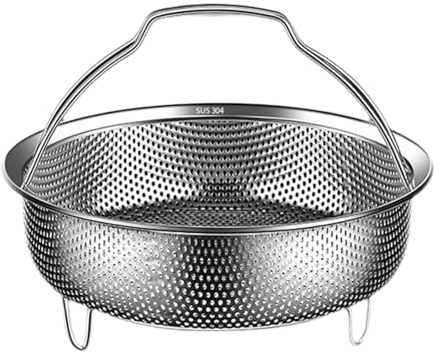Folpus Scodelle per Cottura a Vapore in Acciaio Inox 304, colino microporoso per Lavaggio e drenaggio, Multiuso per Verdure, Riso e Frutta, Resistente con Manico, Facile da Pulire