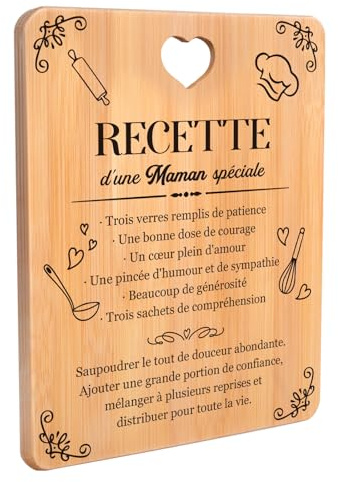 Cadeau Maman | Cadeau Anniversaire Maman Planche à Découper en Bambou | Idee Cadeau Maman Anniversaire Noël Fête des Mères | Cadeau Original Maman | Merci Mère