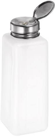 sourcing map Solvent Alcohol Dispensers 500ml(16.9oz) Push Down Liquid Dispenser Pump Bottle with Sealing Stainless Steel Lid for Acetone Solution, White