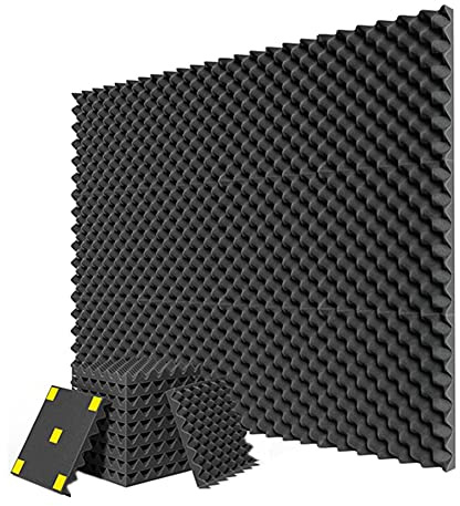 MOLERRI 12Er-Pack Akustikschaumplatte 1 X 12 X 12 Hochdichter, Hemmender Akustikschaum, Akustikplatte mit Schneller Wiederherstellung, Schwarz