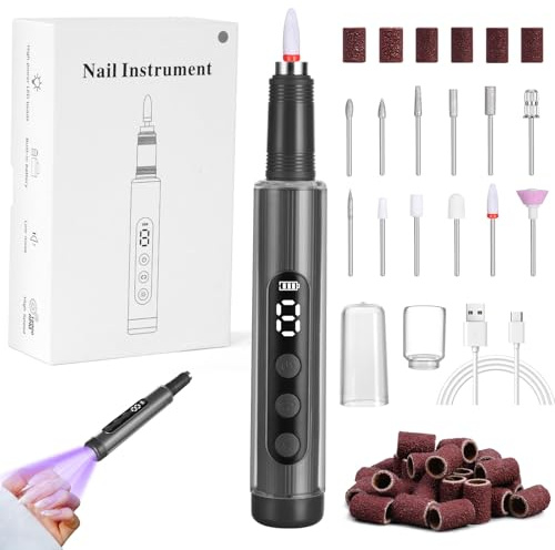 AUAUY Elektriska nagelfilar, professionell nagelborr för akryl- och gelnaglar, justerbar hastighet, elektrisk nagelborr, 18 000 RPM, E-fil manikyr, pedikyrkit, nagelborrmaskin för nybörjare och