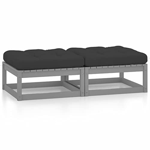 LAPOOH Gartenhocker mit Kissen, Hocker Outdoor, Gartenmöbel, Sitzhocker, Beistelltisch Outdoor, Pflanzen Hocker, Blumenhocker, 2 STK. Massivholz Kiefer