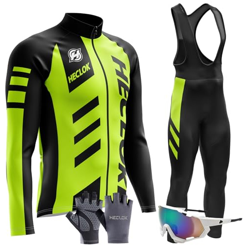 Radtrikot Set Herren Langarm Rennrad Trikot Rennrad Bekleidung MTB Fahrrad Anzug Trägerhose mit Gel Gepolstert Frühling Sommer Herbst Trikot Fahrradbekleidung Set (TYP-4,M)
