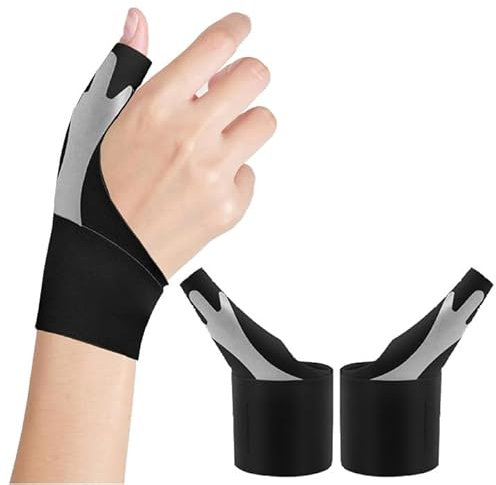 2er-Pack Daumenbandage Rechts Daumenbandage Links Daumenbandage Daumensattelgelenk Bandage Multifunktionales, Verstellbares Druckdesign, Daumenschutz, Bequeme Passform Orthopädische Fixierung Schwarz