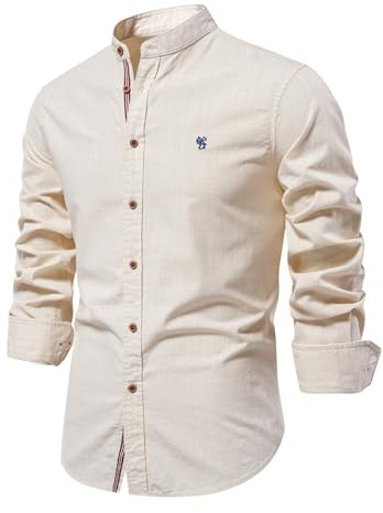 Btmpmcs Chemise Homme Manches Longues Lin Chemises en Coton Casual Business Formelle Chemisette Classique Couleur Unie Shirts Chemise décontractée Repassage Facile sans Plis Chemises élégante