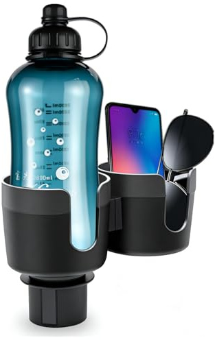 HoneTeek Car Cup Holder Expander, 2 in 1 Cup Holder Expander with Adjustable Base, Cup Holder Insert for 10-46 OZ Bottles, Cups, Extra Automotive Cup Holder for Car Fits for Yeti, Hydroflask