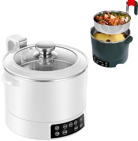 Olla arrocera baja en azúcar, con cesta de vapor de arroz baja en carbohidratos, olla arrocera eléctrica con velocidad de calentamiento rápida, 5 velocidades ajustables, control táctil para uso