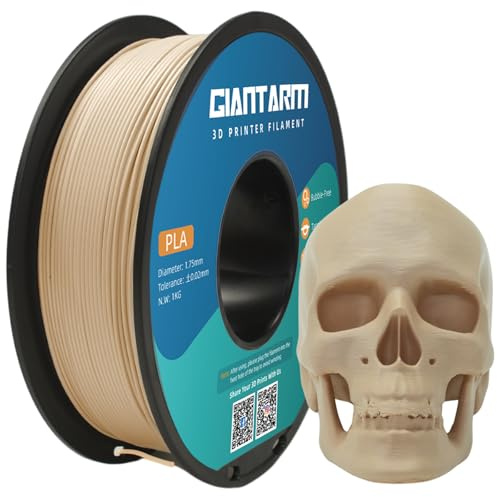 GIANTARM PLA Filament 1.75mm Knochenweiß, 3D Drucker Filament PLA, MaBgenauigkeit +/- 0,02mm, 1kg Spule (2.2 LBS) 3D Druck Filament für 3D Drucker, Knochenweiß
