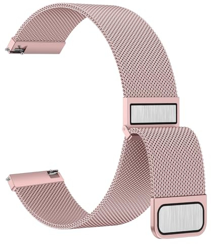 Amzpas Edelstahl Mesh Uhrenarmband 22mm 20mm Metall Ersatz Armband Magnetverschluss Smartwatch Schnellverschluss Watch Uhren Ersatzband für Damen Herren