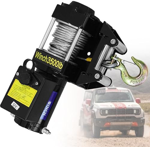 VNATWGOO Cabrestante EléCtrico para Todoterreno, Arena, ElevacióN De VehíCulos, Operaciones De Rescate De Emergencia, Cabrestante para AutomóVil De 12 V/24 V, 3000 LB, 3500 LB, 4000 LB,3500lb-24V