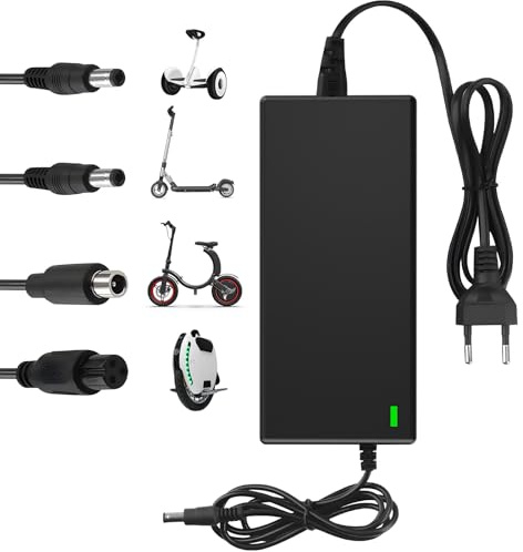 Dufuso Caricabatterie per scooter, 42 V 2 A Hoverboard cavo di ricarica con 4 porte, caricatore universale per tutte le batterie al litio da 36 V, compatibile con Ninebot, Xiaomi e altri