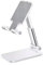 DiNino Foldable Adjustable Height Phone Stand Holder – Retractable, Portable, Universal Mobile Desk Stand for iPhone, Samsung, Google Pixel - White