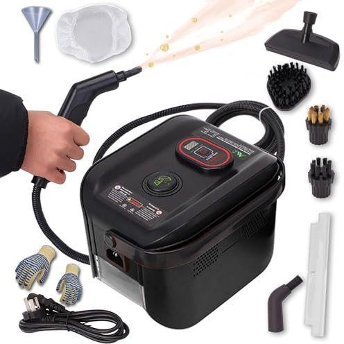 Billg Pulitore a Vapore Multiuso, Riscaldamento Rapido 13 Secondi - Pulitore a Vapore Portatile, 1500w - 1.2l con 3 velocità Regolabili per La Forno, Tappeti, Divano, Tappezzeria, Cimici