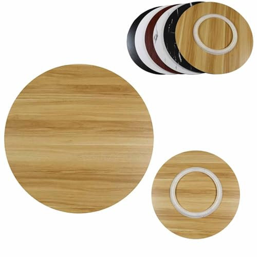 Decmiroor Table Tournante Ronde, Grand Plateau Tournant de Table À Manger, 360° Rotation Plateau de Service en Bois, Antidérapant Plat de Service, Pas Facile À Incliner(Light Walnut,50 * 50CM)