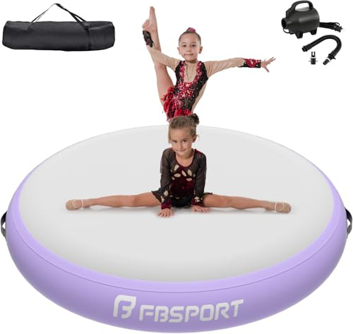 FBSPORT Airspot Aufblasbare Airtrack Matte Turnmatte Air Barrel | 10/20/30cm Höhe, 70/100/140cm Durchmesser, Tumbling Matte für Turntraining, Sprungübungen, stoßdämpfend, mit Pumpe