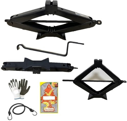 COMPATIBILE CON OPEL CORSA 5P CRIC A PANTOGRAFO PER AUTO DA 2 TONNELLATE CON ASTA GIREVOLE CRICK OMOLOGATO PER SOLLEVAMENTO PNEUMATICI ALZATA MIN 100MM-MAX 440MM