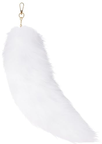 Générique Therian Tail - Therian Fox Tail 40 cm med lås | Therian Fluffig svans | nyckelring för cosplay och dam vuxen handväska, leksak för barn och katt.