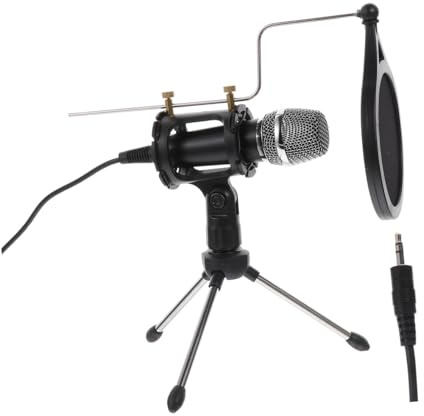 BESPORTBLE Micrófono de Condensador para Grabación con Trípode Ajustable para Móvil y Ordenador, Kit de Micrófono para Karaoke y Transmisión en Directo, Material Abs y Componentes