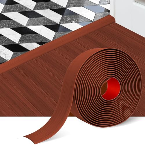Rusoz Übergangsprofil Selbstklebend 5cm X 2m, Übergangsleiste Boden Flexible Pvc Abschlussleiste Boden, Einfach Zuschneidbar & Montierbar für Laminat, Teppich, Fliesen (Braun)