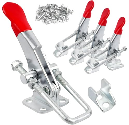 4 Pcs Cierre de Palanca de Tensión Regulables,Abrazadera de Palanca Remolque,Cerradura Abrazaderas de Palancas,Abrazadera de Pestillo de Palancas de Metal para Caja Cofres Puertas Gabinete(180 kg)