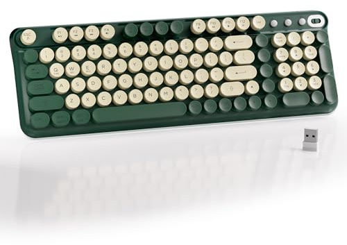 MPTOG Bluetooth Wireless Computer Keyboard (Milk Dark-Green)
