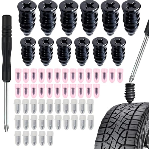 Ajsdvog 50Pcs Tyre Repair Kit 25L+25S Rubber Nails Puncture | Emergency Tire Repair Set for Car, Motorcycle & Auto Vehicles - Fast On-The-Go Fix, Essential Travel Tool