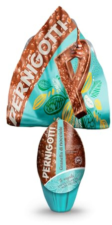 Pernigotti Uovo di Pasqua 2026, Cioccolato al Latte e Nocciole, 240 g | Con Granella di Nocciole Italiane Tostate, Senza Glutine, con Sorpresa UNOARGENTO Made in Italy