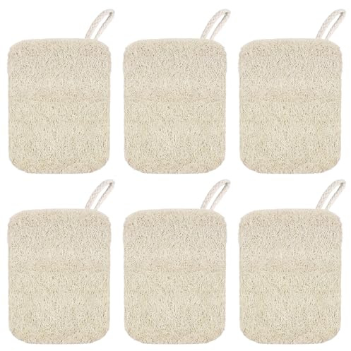 Lot de 6 Éponges Luffa Naturelles - Éponge Vaisselle Biodégradable et Compostable - Luffa de Cuisine Zéro Déchet pour Nettoyage Écologique - Éponge Végétale Rectangulaire Durable