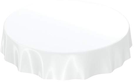 Wachstuchtischdecke Wachstuch abwaschbare Tischdecke Uni Glanz Einfarbig Weiß Eingefasst Rund 140cm