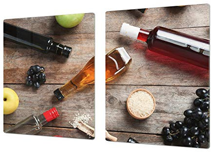 Big Kitchen Board & Induction Cooktop Cover – Glass Pastry Board – Single: 80 x 52 cm (31,5” x 20,47”); Double: 40 x 52 cm (15,75” x 20,47”); Food Series DD16