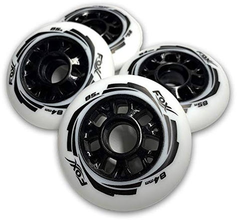 FoxPro Skate 85A VerschleiÃŸfeste 84 mm SHR PU Speed Inlineskates rollen ohne Kugellager für Innen und AuÃŸen (4 Stück), weiÃŸ, 84mm