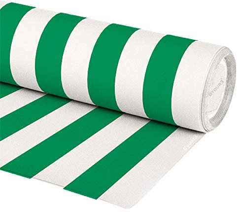 Byour3 - Tessuti per Tende da Sole Ombreggiante Gazebo -Stoffa al Metro per Esterno in Dralon Traspirante Frangisole Frangivento Anti UV per Pergola Copertura Solare No PVC (Verde Righe, 140 cm)