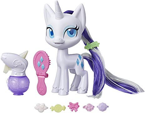 My Little Pony Rarity mit magischer Mähne – 16,5 cm große Hair-Styling Ponyfigur mit wachsenden Haaren, die die Farbe wechseln, 10 Überraschungs-Accessoires