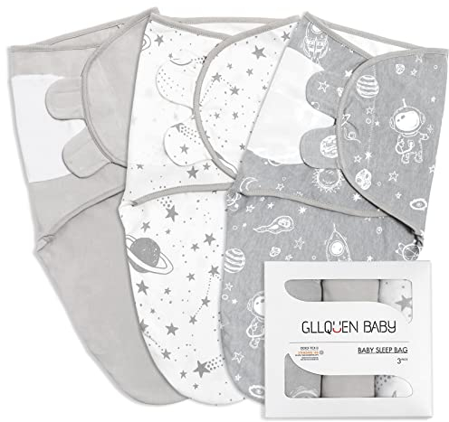 GLLQUEN BABY Swaddles Pucksack Baby 0-3 Monate,100% Bio-Baumwolle Baby Schlafsäcke für Neugeborene,Oeko-tex100 Schlafsack für Kleinkinder,Unisex 3er Pack Wickel